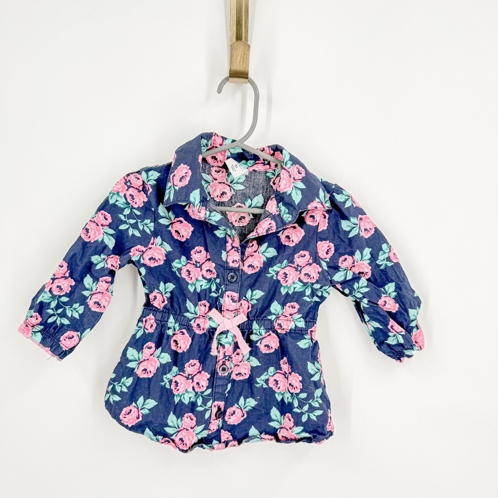 Healthtex Blue Floral Button Down Shirt